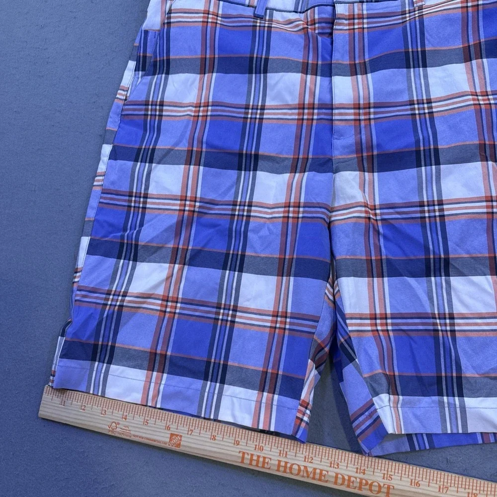 Jack Nicklaus Shorts Mens 38 Blue ORG Plaid Bermuda Lightweight Golf Hiking